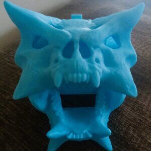 3-D Printed Large Demon Skull W/ Horns & Moving Mouth Hinge - Glowing Available!